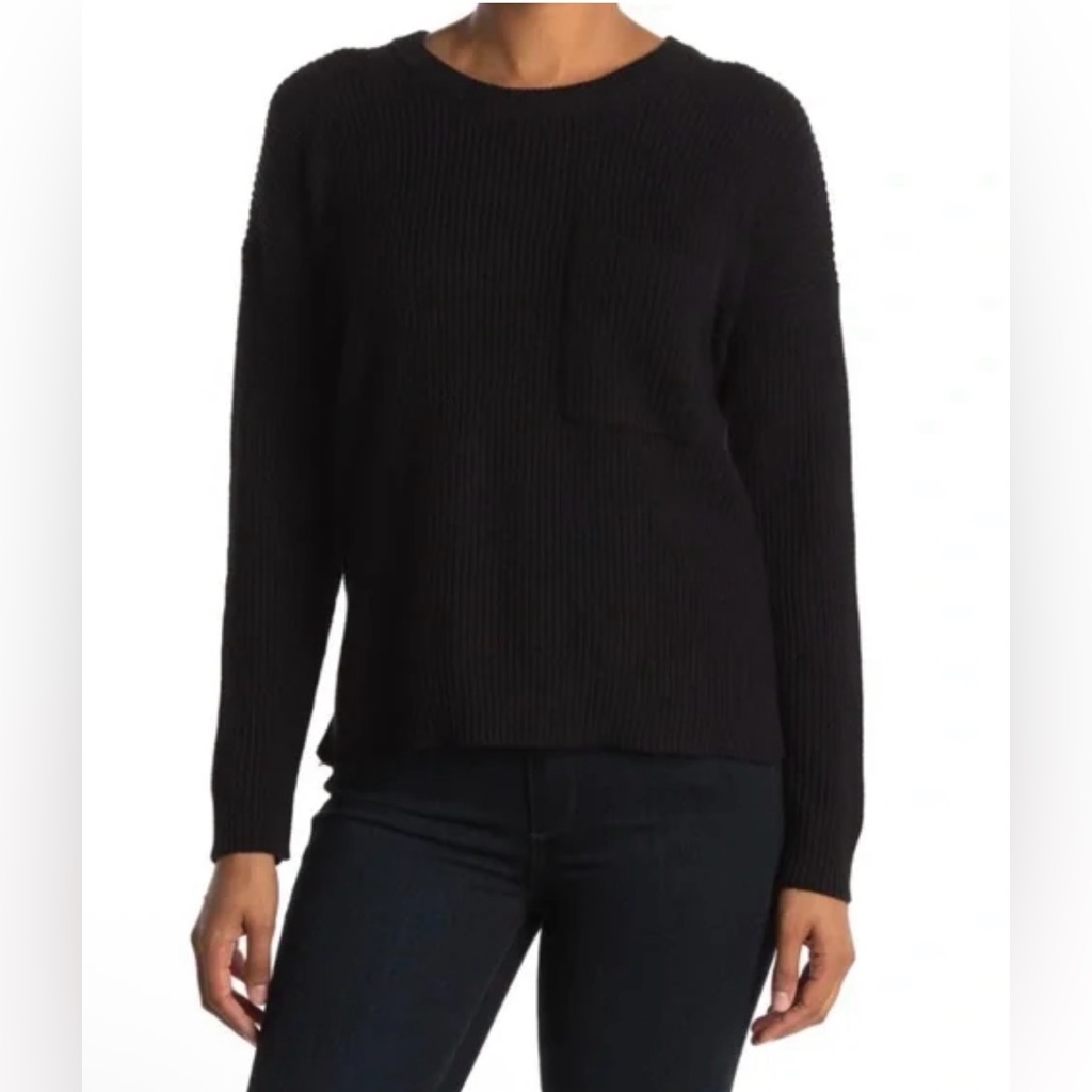 Madewell Womens Thompson Pocket Pullover Sweater Xl Black Preppy Minimalist